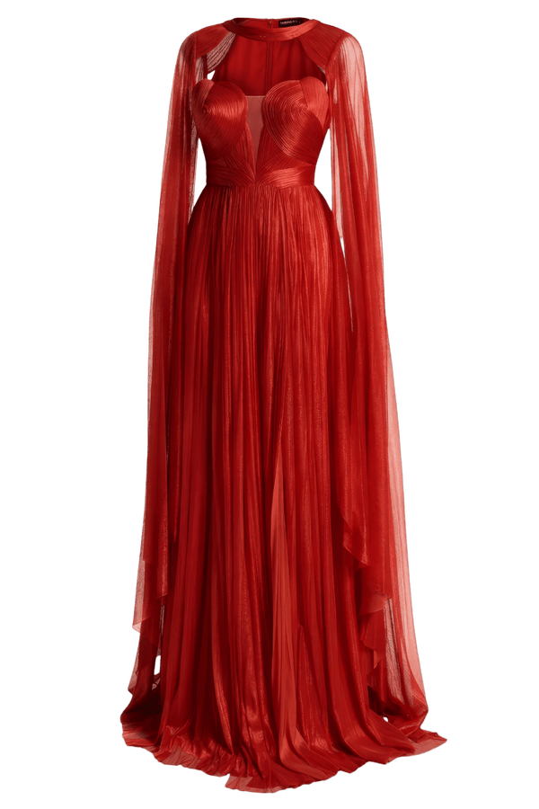 Carolina Silk Tulle Gown & Cape - ALBOUSHIYA - district 5 - dubai - riyadh - abaya - dresses - designers - evening wear - luxury - elegance - craftsmanship - gowns - cocktail dresses - collections - georges