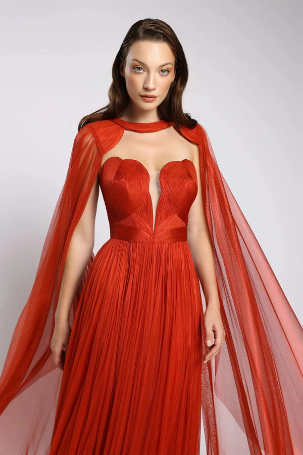 Carolina Silk Tulle Gown & Cape - ALBOUSHIYA - district 5 - dubai - riyadh - abaya - dresses - designers - evening wear - luxury - elegance - craftsmanship - gowns - cocktail dresses - collections - georges
