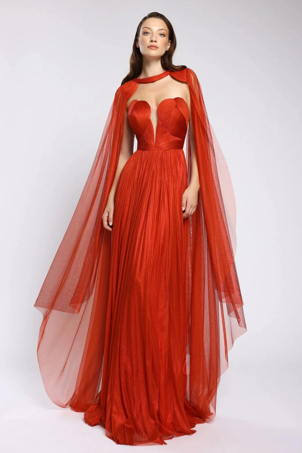 Carolina Silk Tulle Gown & Cape - ALBOUSHIYA - district 5 - dubai - riyadh - abaya - dresses - designers - evening wear - luxury - elegance - craftsmanship - gowns - cocktail dresses - collections - georges