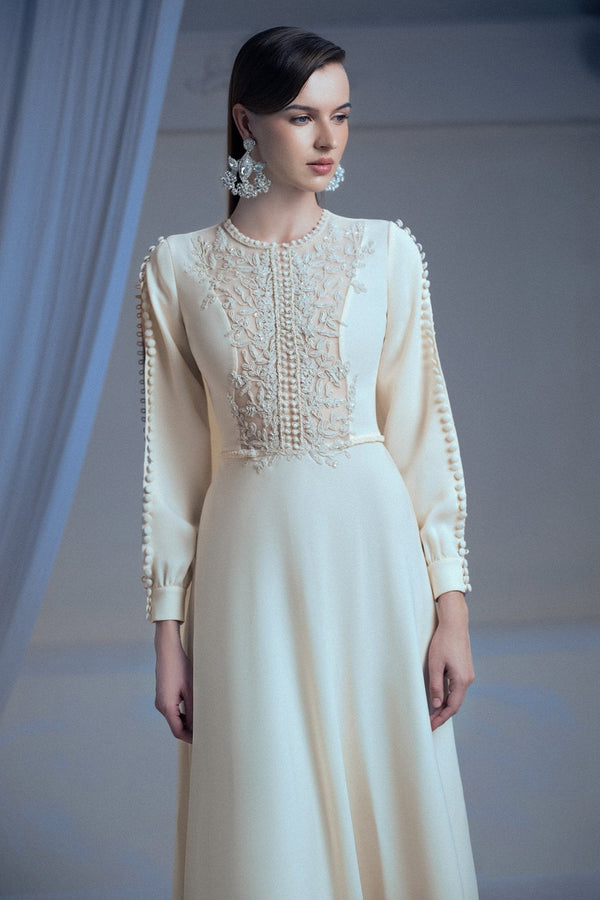Celeste Élan Gown - ALBOUSHIYA - district 5 - dubai - riyadh - abaya - dresses - designers - evening wear - luxury - elegance - craftsmanship - gowns - cocktail dresses - collections - georges