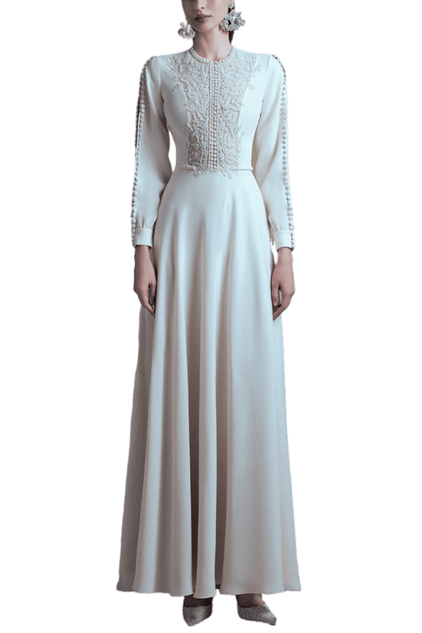 Celeste Élan Gown - ALBOUSHIYA - district 5 - dubai - riyadh - abaya - dresses - designers - evening wear - luxury - elegance - craftsmanship - gowns - cocktail dresses - collections - georges
