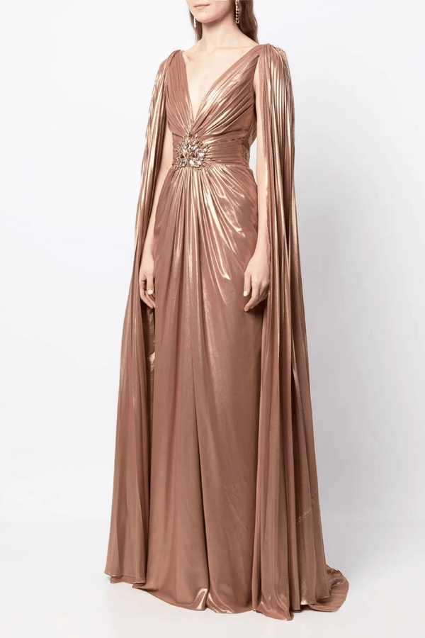 Celia Ruched Detail Dress - ALBOUSHIYA - district 5 - dubai - riyadh - abaya - dresses - designers - evening wear - luxury - elegance - craftsmanship - gowns - cocktail dresses - collections - georges