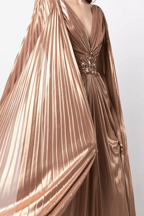 Celia Ruched Detail Dress - ALBOUSHIYA - district 5 - dubai - riyadh - abaya - dresses - designers - evening wear - luxury - elegance - craftsmanship - gowns - cocktail dresses - collections - georges