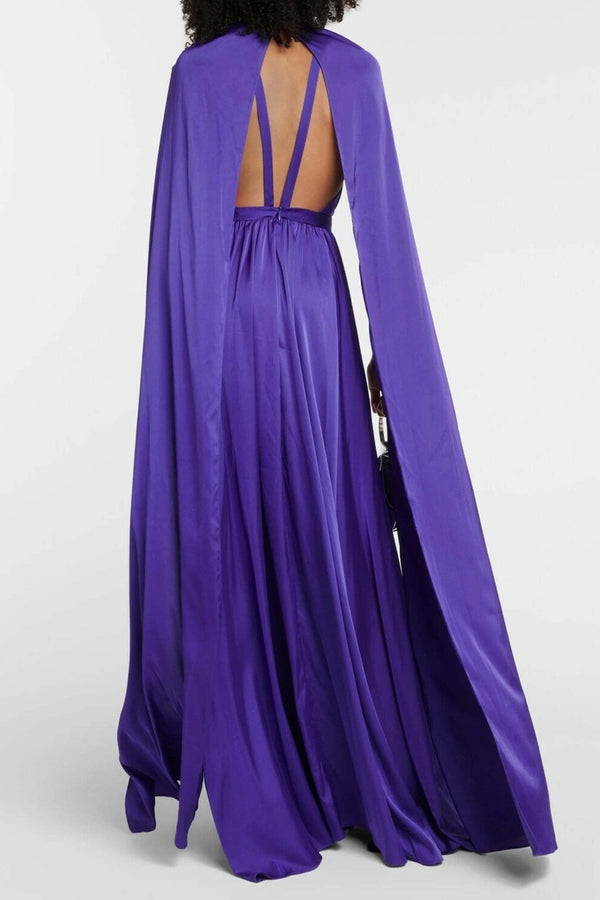 Chiffon Cape Gown - ALBOUSHIYA - district 5 - dubai - riyadh - abaya - dresses - designers - evening wear - luxury - elegance - craftsmanship - gowns - cocktail dresses - collections - georges