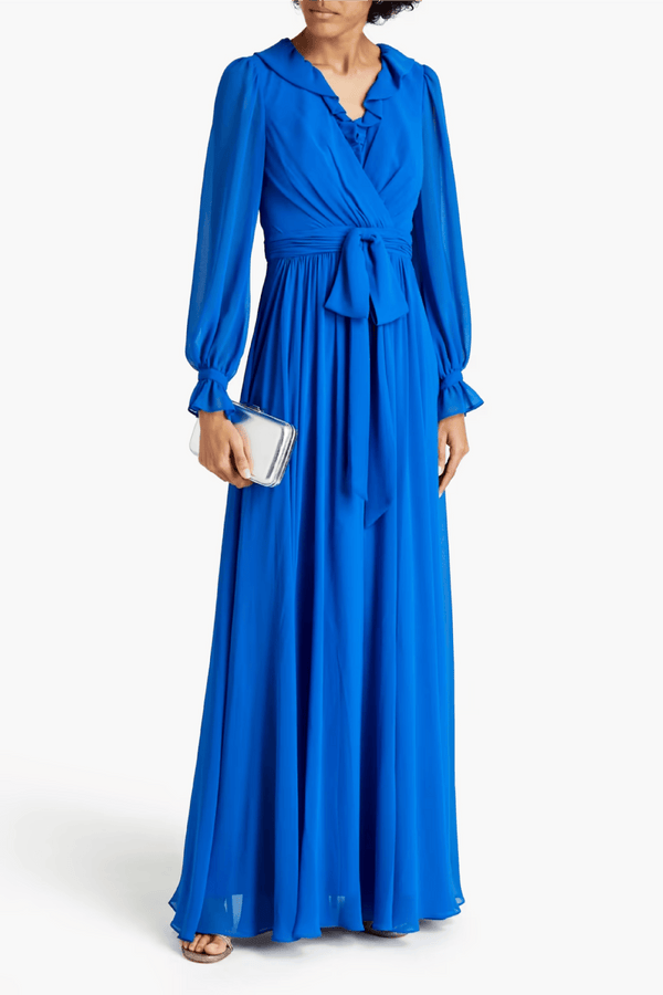 Chiffon Wrap Maxi Dress - ALBOUSHIYA - district 5 - dubai - riyadh - abaya - dresses - designers - evening wear - luxury - elegance - craftsmanship - gowns - cocktail dresses - collections - georges