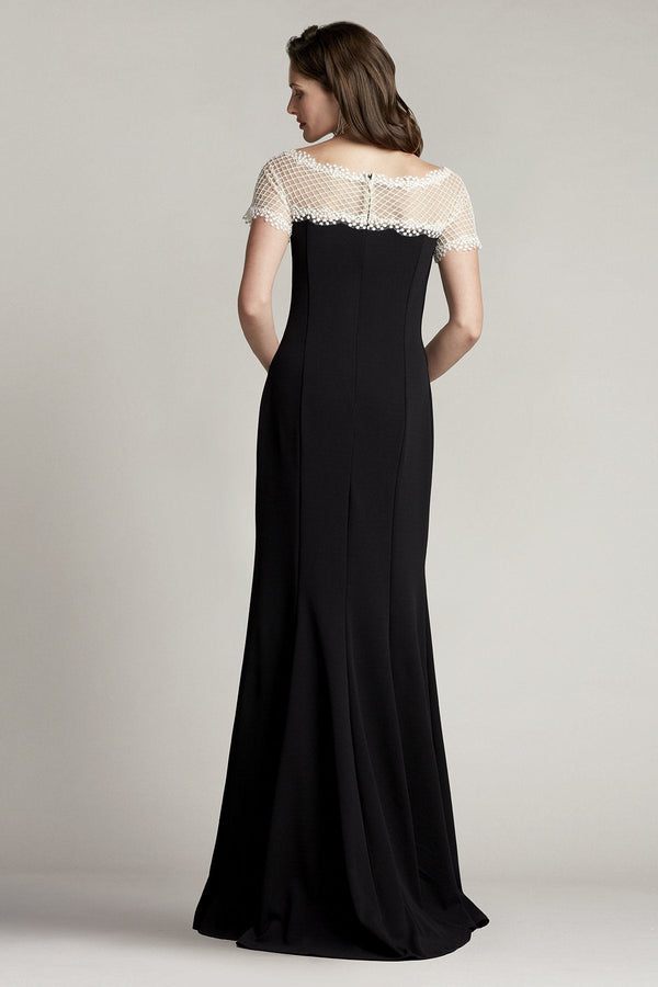 Contrast Illusion Crepe Gown - ALBOUSHIYA - district 5 - dubai - riyadh - abaya - dresses - designers - evening wear - luxury - elegance - craftsmanship - gowns - cocktail dresses - collections - georges