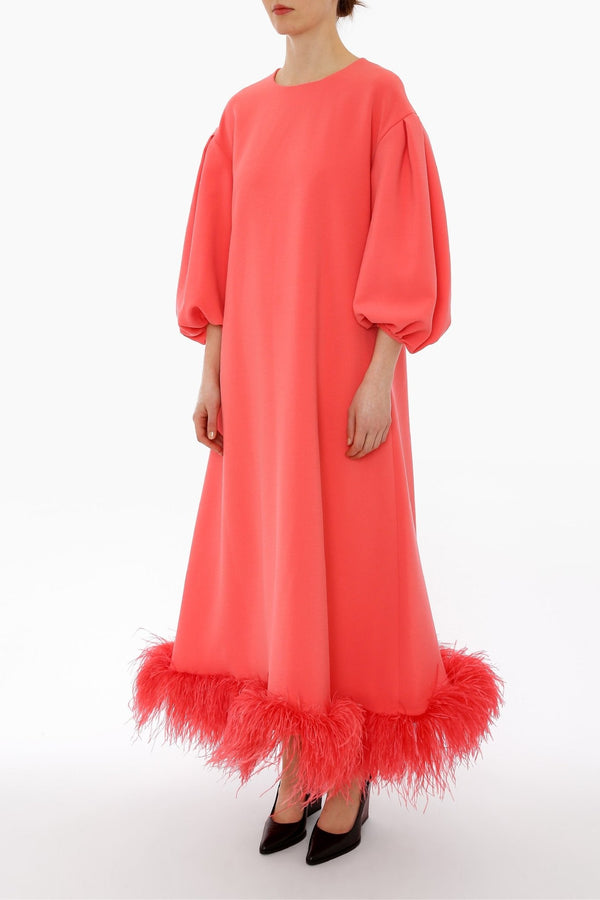 Coral Poppy Dress - ALBOUSHIYA - district 5 - dubai - riyadh - abaya - dresses - designers - evening wear - luxury - elegance - craftsmanship - gowns - cocktail dresses - collections - georges