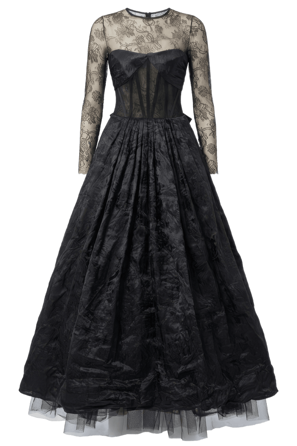 Corset Gown with Detachable Lace Overlay Top - ALBOUSHIYA - district 5 - dubai - riyadh - abaya - dresses - designers - evening wear - luxury - elegance - craftsmanship - gowns - cocktail dresses - collections - georges