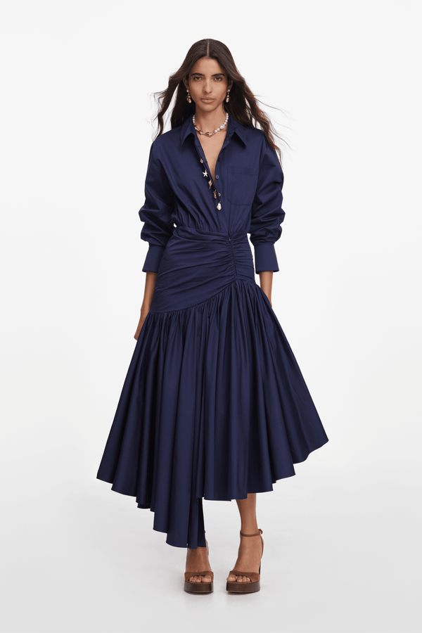 Cotton Asymmetric Dress - ALBOUSHIYA - district 5 - dubai - riyadh - abaya - dresses - designers - evening wear - luxury - elegance - craftsmanship - gowns - cocktail dresses - collections - georges