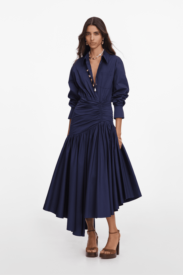 Cotton Asymmetric Dress - ALBOUSHIYA - district 5 - dubai - riyadh - abaya - dresses - designers - evening wear - luxury - elegance - craftsmanship - gowns - cocktail dresses - collections - georges