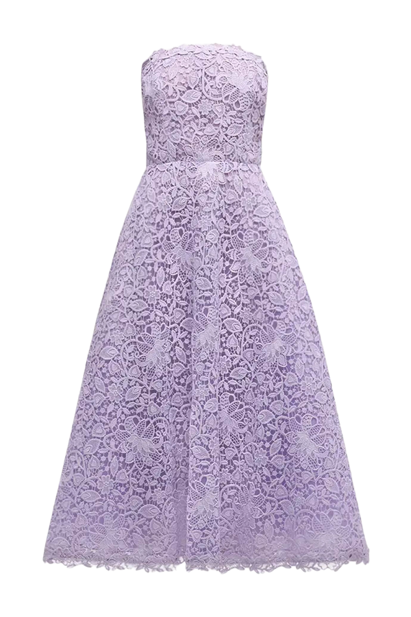 Strapless Lace Midi Dress