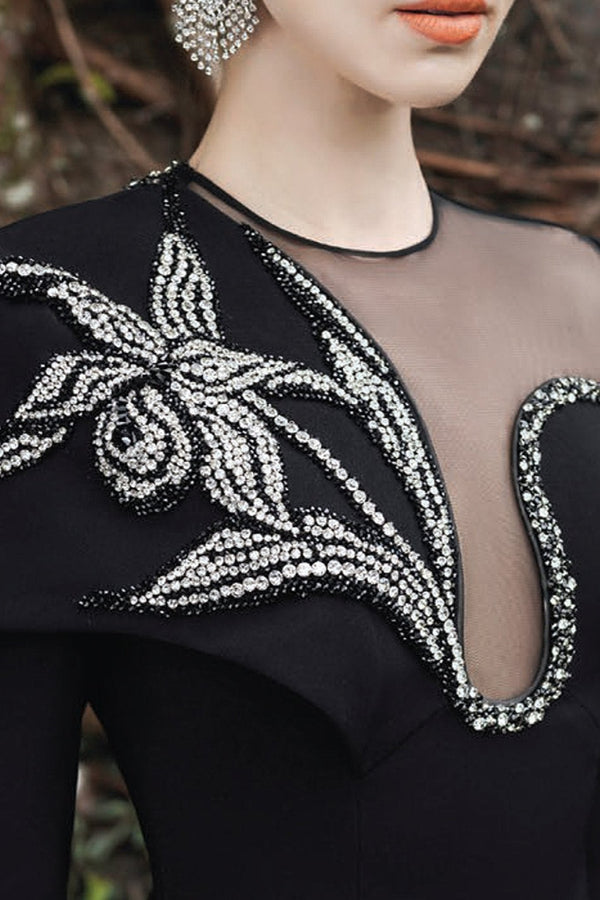 Crepe Evening Gown - ALBOUSHIYA - district 5 - dubai - riyadh - abaya - dresses - designers - evening wear - luxury - elegance - craftsmanship - gowns - cocktail dresses - collections - georges