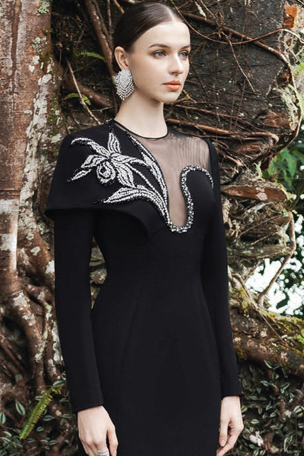 Crepe Evening Gown - ALBOUSHIYA - district 5 - dubai - riyadh - abaya - dresses - designers - evening wear - luxury - elegance - craftsmanship - gowns - cocktail dresses - collections - georges