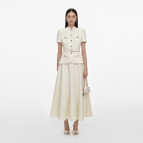 Crepe Tailored Midi Dress - ALBOUSHIYA - district 5 - dubai - riyadh - abaya - dresses - designers - evening wear - luxury - elegance - craftsmanship - gowns - cocktail dresses - collections - georges