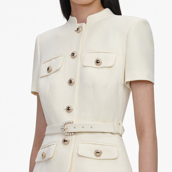 Crepe Tailored Midi Dress - ALBOUSHIYA - district 5 - dubai - riyadh - abaya - dresses - designers - evening wear - luxury - elegance - craftsmanship - gowns - cocktail dresses - collections - georges