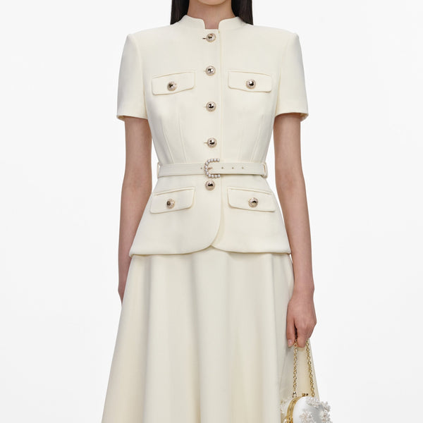 Crepe Tailored Midi Dress - ALBOUSHIYA - district 5 - dubai - riyadh - abaya - dresses - designers - evening wear - luxury - elegance - craftsmanship - gowns - cocktail dresses - collections - georges