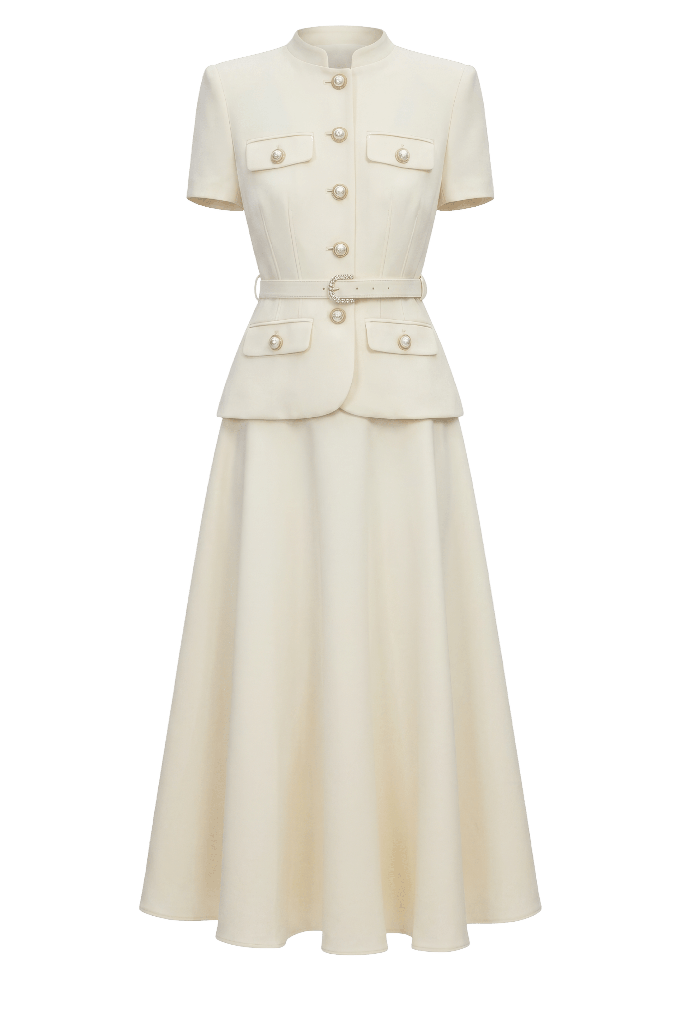 Crepe Tailored Midi Dress - ALBOUSHIYA - district 5 - dubai - riyadh - abaya - dresses - designers - evening wear - luxury - elegance - craftsmanship - gowns - cocktail dresses - collections - georges