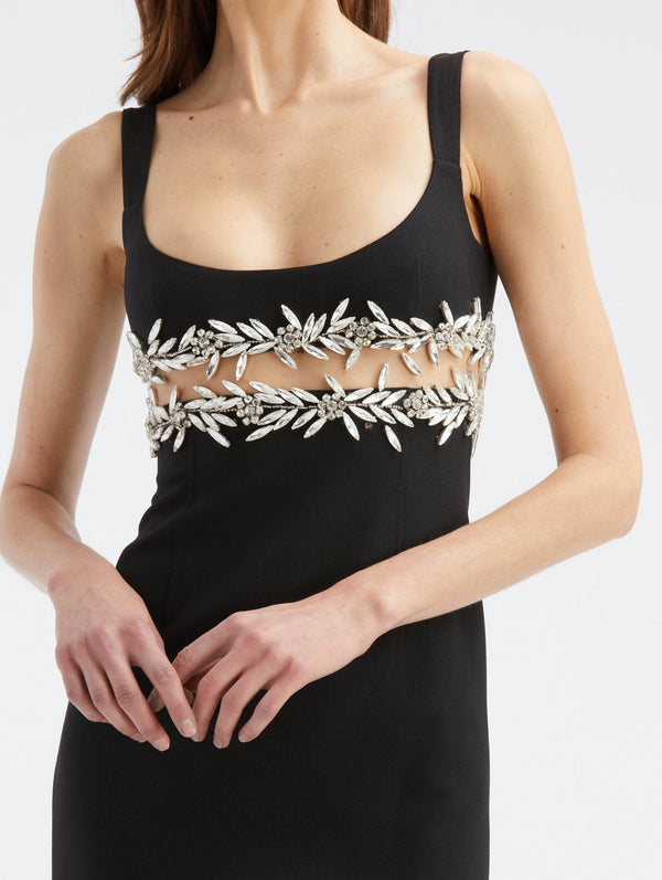 Crystal Embroidered Cut Out Dress - ALBOUSHIYA - district 5 - dubai - riyadh - abaya - dresses - designers - evening wear - luxury - elegance - craftsmanship - gowns - cocktail dresses - collections - georges