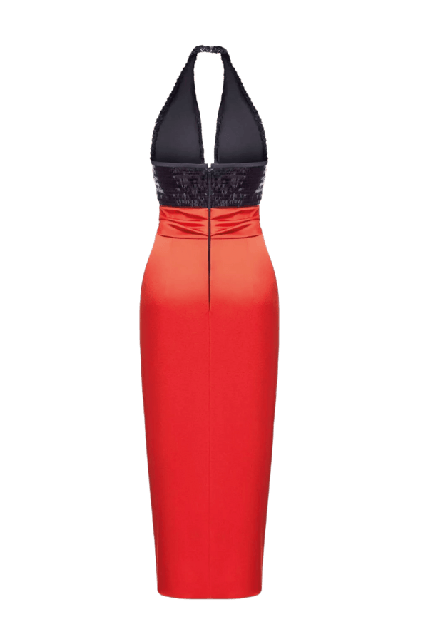 Cutout Sequin & Satin Midi - ALBOUSHIYA - district 5 - dubai - riyadh - abaya - dresses - designers - evening wear - luxury - elegance - craftsmanship - gowns - cocktail dresses - collections - georges
