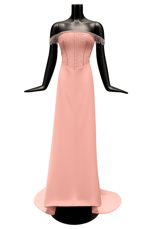 Delphine Crepe Dress - ALBOUSHIYA - district 5 - dubai - riyadh - abaya - dresses - designers - evening wear - luxury - elegance - craftsmanship - gowns - cocktail dresses - collections - georges