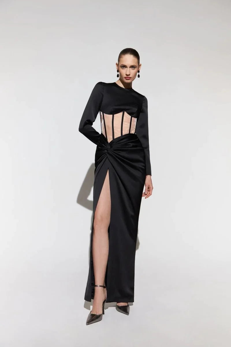 Draped Corset Gown - ALBOUSHIYA - district 5 - dubai - riyadh - abaya - dresses - designers - evening wear - luxury - elegance - craftsmanship - gowns - cocktail dresses - collections - georges