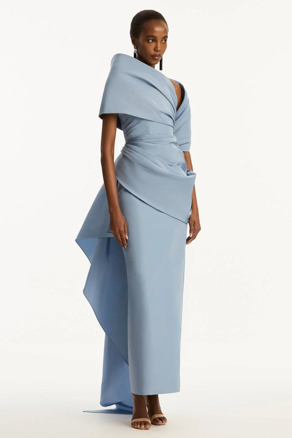 Draped Detail Faille Gown - ALBOUSHIYA - district 5 - dubai - riyadh - abaya - dresses - designers - evening wear - luxury - elegance - craftsmanship - gowns - cocktail dresses - collections - georges