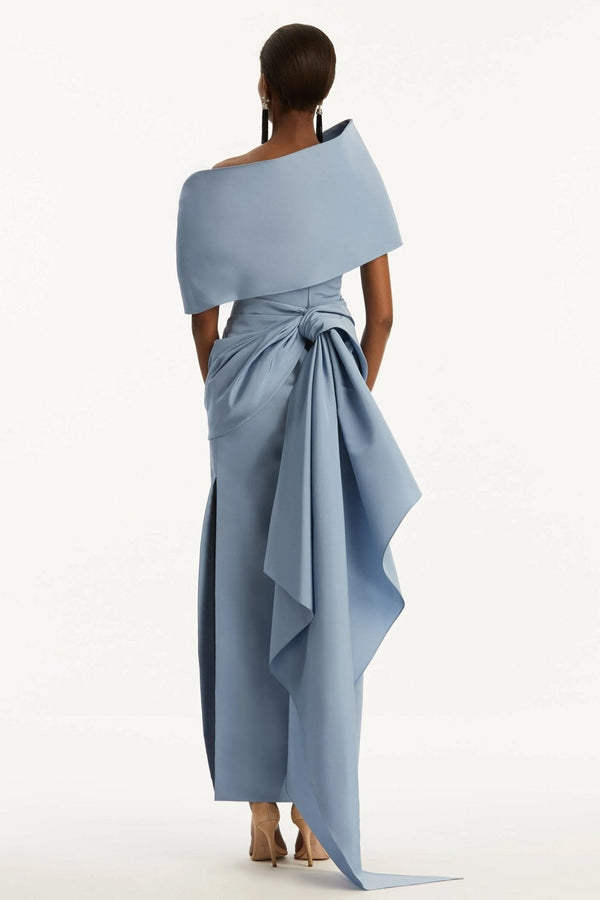 Draped Detail Faille Gown - ALBOUSHIYA - district 5 - dubai - riyadh - abaya - dresses - designers - evening wear - luxury - elegance - craftsmanship - gowns - cocktail dresses - collections - georges