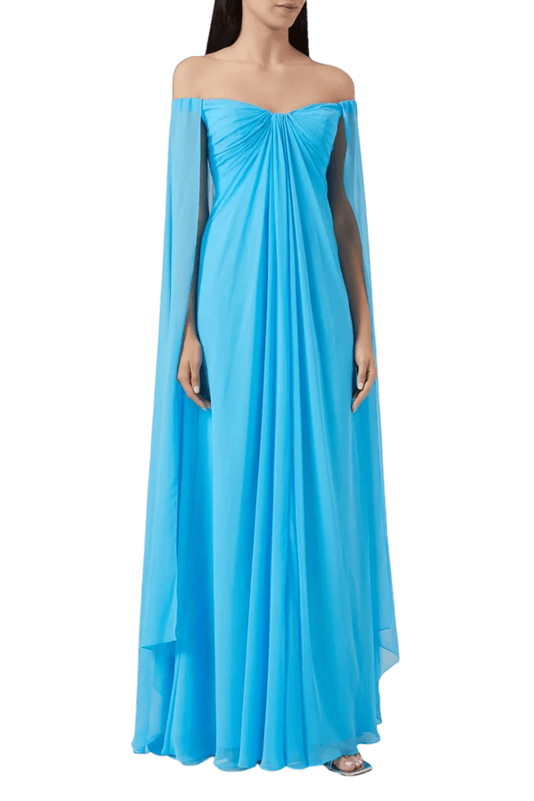 Draped Gown in Chiffon - ALBOUSHIYA - district 5 - dubai - riyadh - abaya - dresses - designers - evening wear - luxury - elegance - craftsmanship - gowns - cocktail dresses - collections - georges