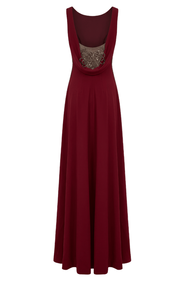 Draped Open Back Gown - ALBOUSHIYA - district 5 - dubai - riyadh - abaya - dresses - designers - evening wear - luxury - elegance - craftsmanship - gowns - cocktail dresses - collections - georges