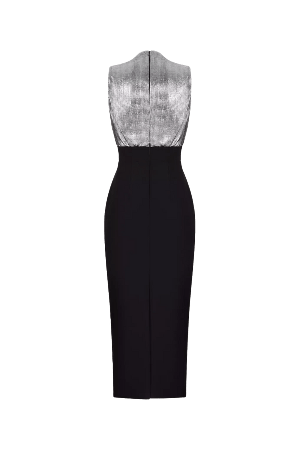 Draped Pleated Jersey & Crepe Midi Dress - ALBOUSHIYA - district 5 - dubai - riyadh - abaya - dresses - designers - evening wear - luxury - elegance - craftsmanship - gowns - cocktail dresses - collections - georges