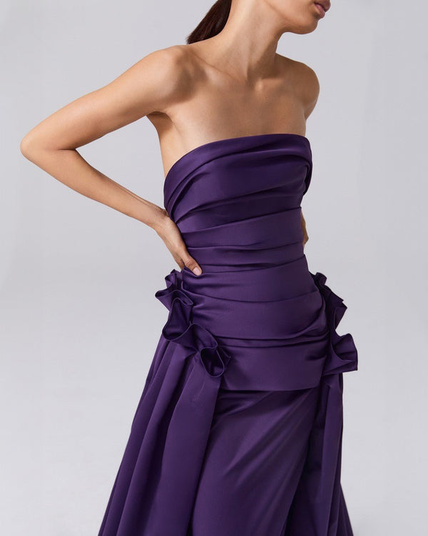 Draped Strapless Column Gown ‌ - ALBOUSHIYA - district 5 - dubai - riyadh - abaya - dresses - designers - evening wear - luxury - elegance - craftsmanship - gowns - cocktail dresses - collections - georges