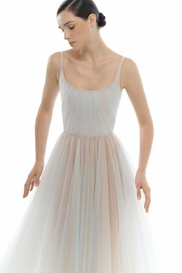Draped Tulle Maxi Dress - ALBOUSHIYA - district 5 - dubai - riyadh - abaya - dresses - designers - evening wear - luxury - elegance - craftsmanship - gowns - cocktail dresses - collections - georges