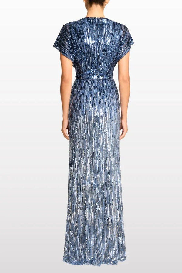 Dusk Dress in Denim - ALBOUSHIYA - district 5 - dubai - riyadh - abaya - dresses - designers - evening wear - luxury - elegance - craftsmanship - gowns - cocktail dresses - collections - georges