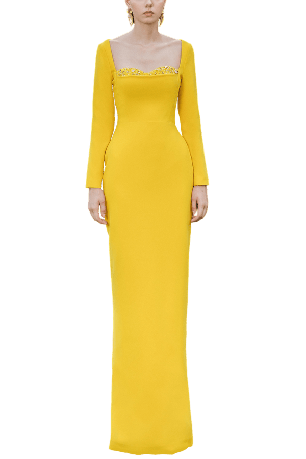 Elise Crepe Dress - ALBOUSHIYA - district 5 - dubai - riyadh - abaya - dresses - designers - evening wear - luxury - elegance - craftsmanship - gowns - cocktail dresses - collections - georges