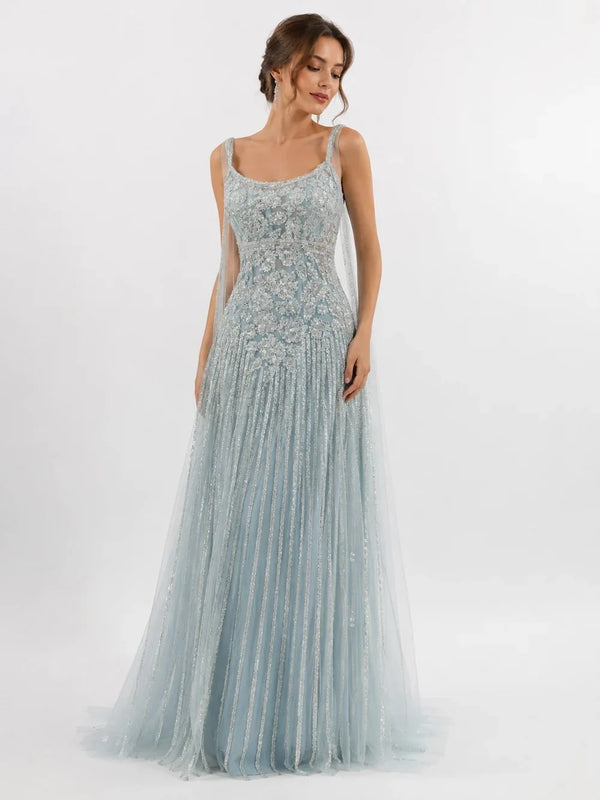 Embellished Cape Gown - ALBOUSHIYA - district 5 - dubai - riyadh - abaya - dresses - designers - evening wear - luxury - elegance - craftsmanship - gowns - cocktail dresses - collections - georges