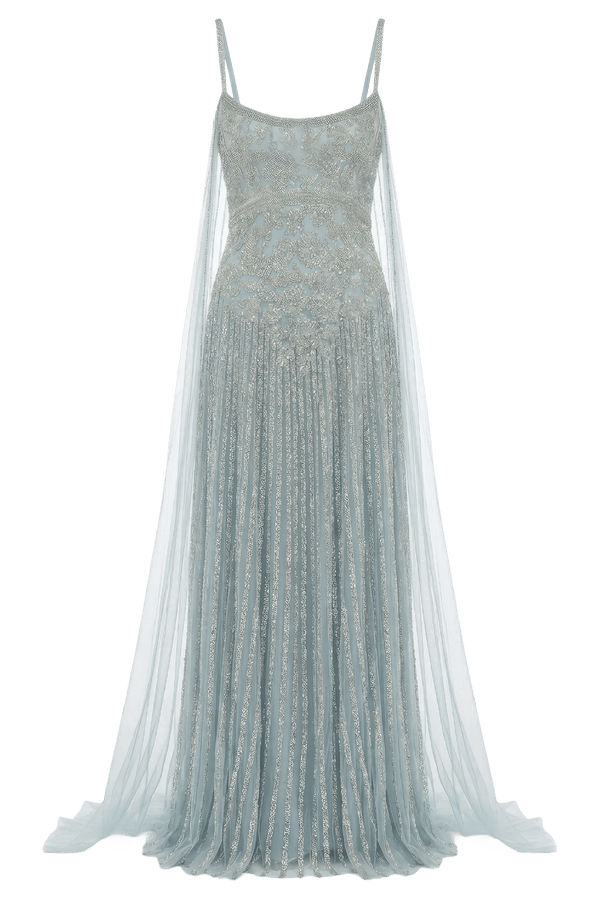 Embellished Cape Gown - ALBOUSHIYA - district 5 - dubai - riyadh - abaya - dresses - designers - evening wear - luxury - elegance - craftsmanship - gowns - cocktail dresses - collections - georges