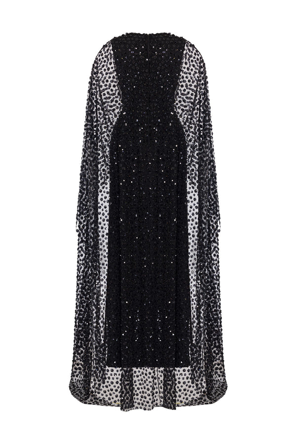 Embellished Cape Gown - ALBOUSHIYA - district 5 - dubai - riyadh - abaya - dresses - designers - evening wear - luxury - elegance - craftsmanship - gowns - cocktail dresses - collections - georges