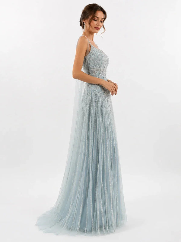 Embellished Cape Gown - ALBOUSHIYA - district 5 - dubai - riyadh - abaya - dresses - designers - evening wear - luxury - elegance - craftsmanship - gowns - cocktail dresses - collections - georges