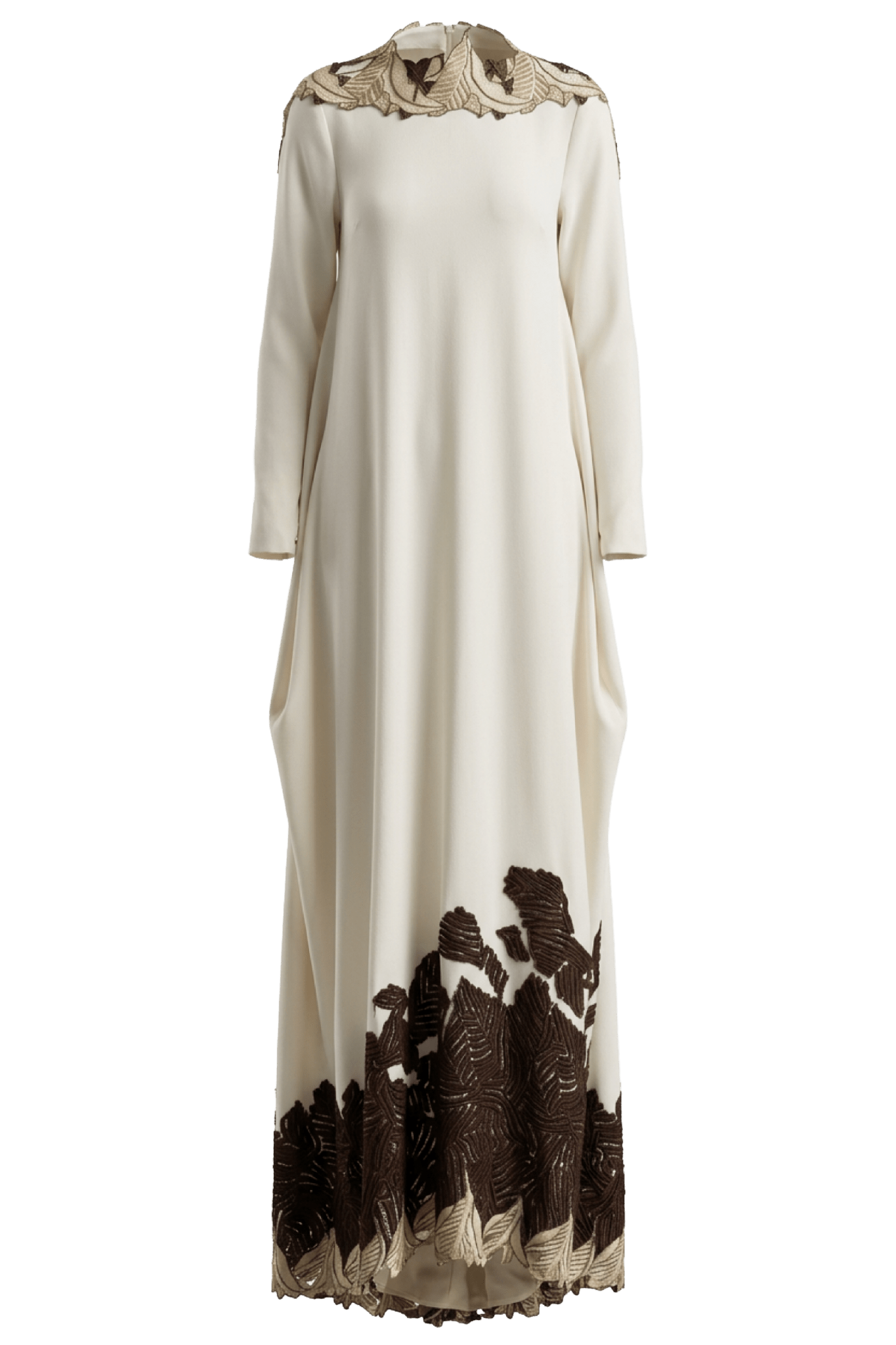 Embellished Collar Silk Caftan Gown - ALBOUSHIYA - district 5 - dubai - riyadh - abaya - dresses - designers - evening wear - luxury - elegance - craftsmanship - gowns - cocktail dresses - collections - georges