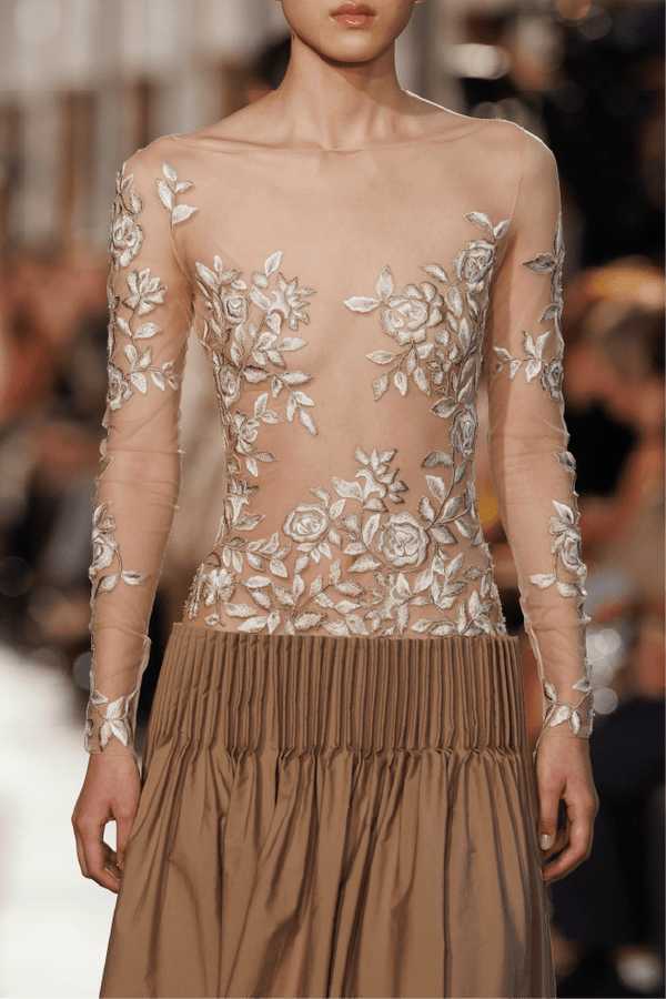 Embroidered Illusion Bodice Gown - ALBOUSHIYA - district 5 - dubai - riyadh - abaya - dresses - designers - evening wear - luxury - elegance - craftsmanship - gowns - cocktail dresses - collections - georges