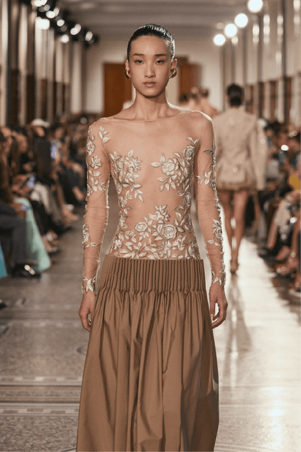 Embroidered Illusion Bodice Gown - ALBOUSHIYA - district 5 - dubai - riyadh - abaya - dresses - designers - evening wear - luxury - elegance - craftsmanship - gowns - cocktail dresses - collections - georges