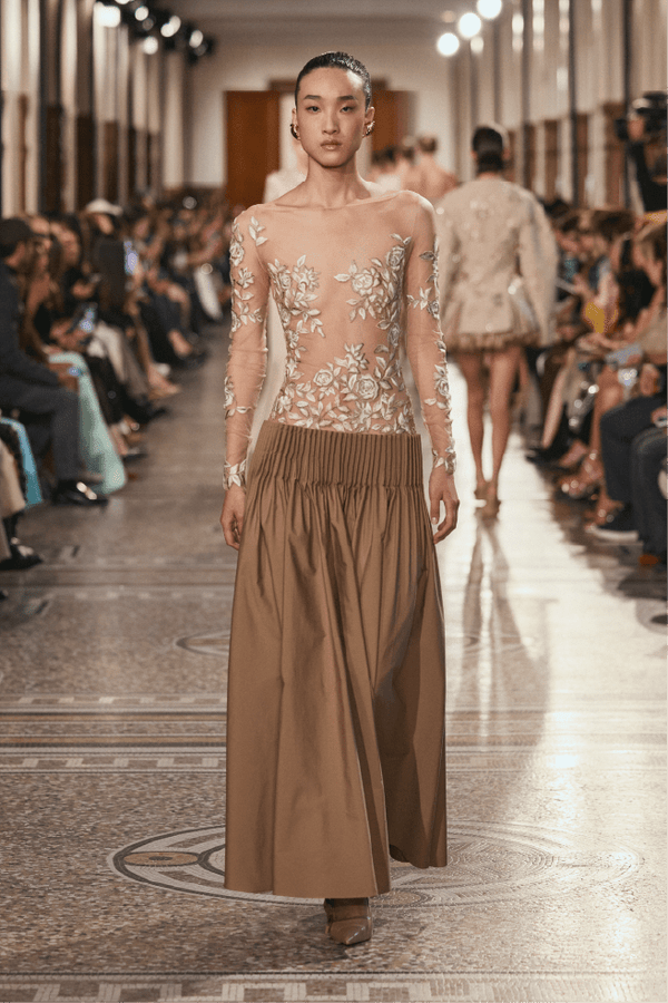 Embroidered Illusion Bodice Gown - ALBOUSHIYA - district 5 - dubai - riyadh - abaya - dresses - designers - evening wear - luxury - elegance - craftsmanship - gowns - cocktail dresses - collections - georges