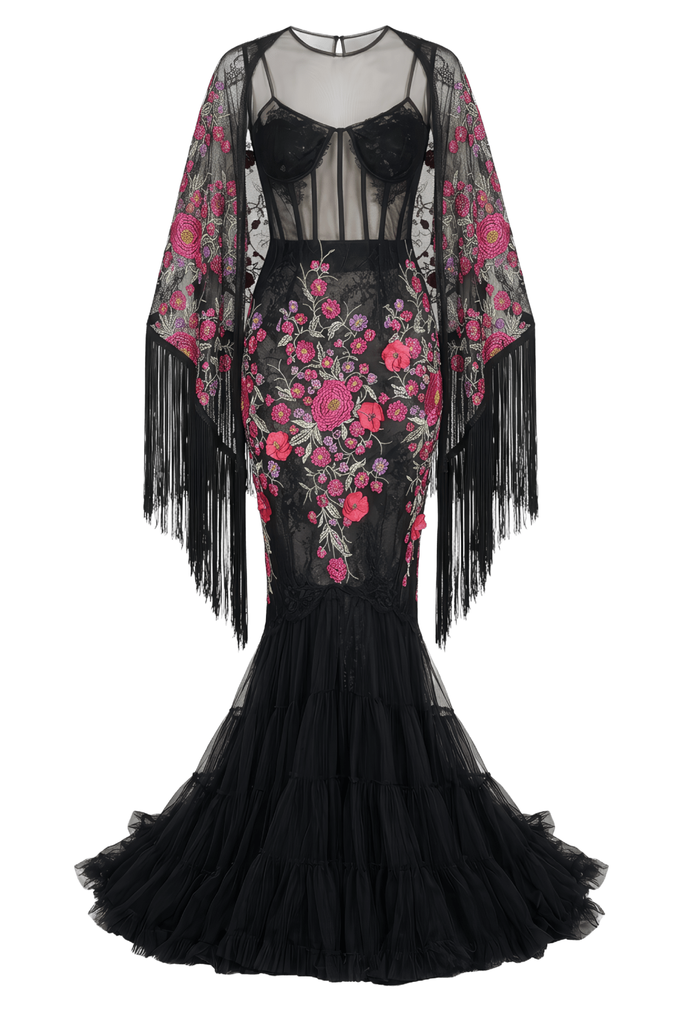 Embroidered Lace and Tulle Gown - ALBOUSHIYA - district 5 - dubai - riyadh - abaya - dresses - designers - evening wear - luxury - elegance - craftsmanship - gowns - cocktail dresses - collections - georges