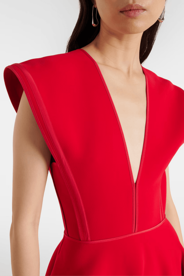 Empath Dress in Rouge - ALBOUSHIYA - district 5 - dubai - riyadh - abaya - dresses - designers - evening wear - luxury - elegance - craftsmanship - gowns - cocktail dresses - collections - georges