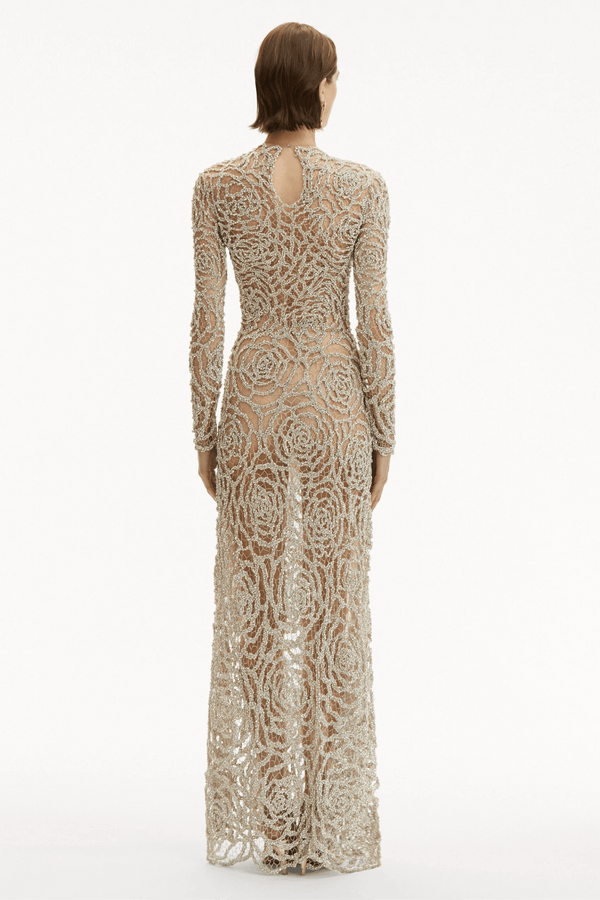 English Rose Crystal Embroidered Gown - ALBOUSHIYA - district 5 - dubai - riyadh - abaya - dresses - designers - evening wear - luxury - elegance - craftsmanship - gowns - cocktail dresses - collections - georges
