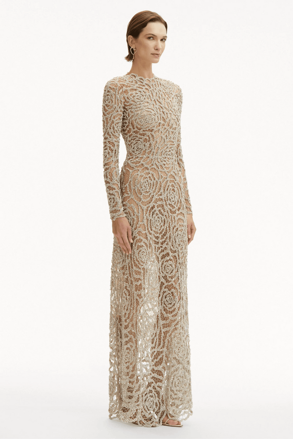 English Rose Crystal Embroidered Gown - ALBOUSHIYA - district 5 - dubai - riyadh - abaya - dresses - designers - evening wear - luxury - elegance - craftsmanship - gowns - cocktail dresses - collections - georges