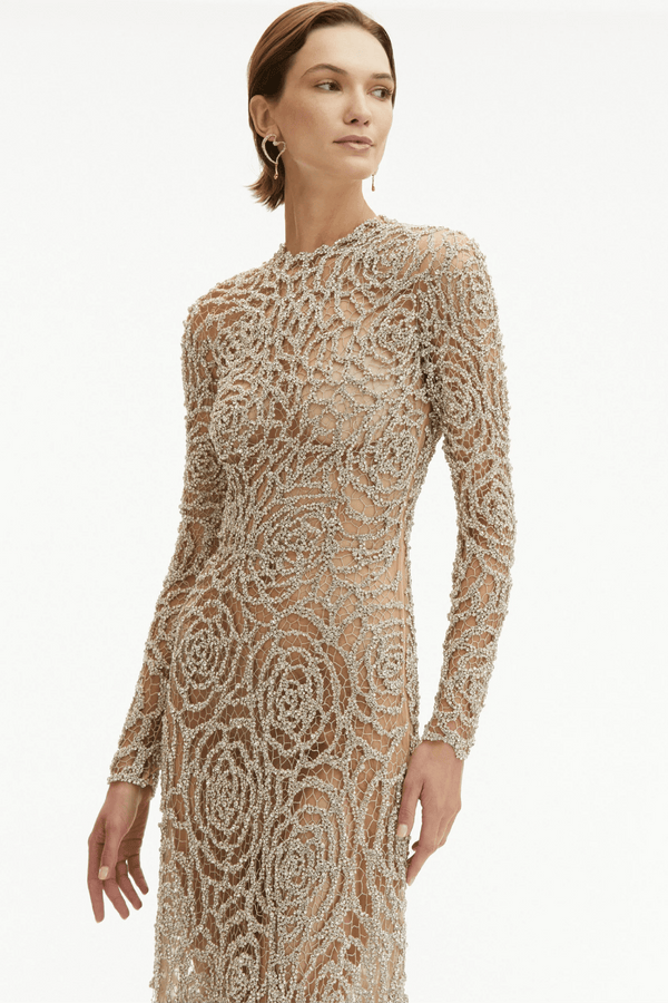 English Rose Crystal Embroidered Gown - ALBOUSHIYA - district 5 - dubai - riyadh - abaya - dresses - designers - evening wear - luxury - elegance - craftsmanship - gowns - cocktail dresses - collections - georges