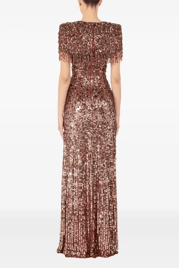 Eugenie Sequin Fringe Gown - ALBOUSHIYA - district 5 - dubai - riyadh - abaya - dresses - designers - evening wear - luxury - elegance - craftsmanship - gowns - cocktail dresses - collections - georges