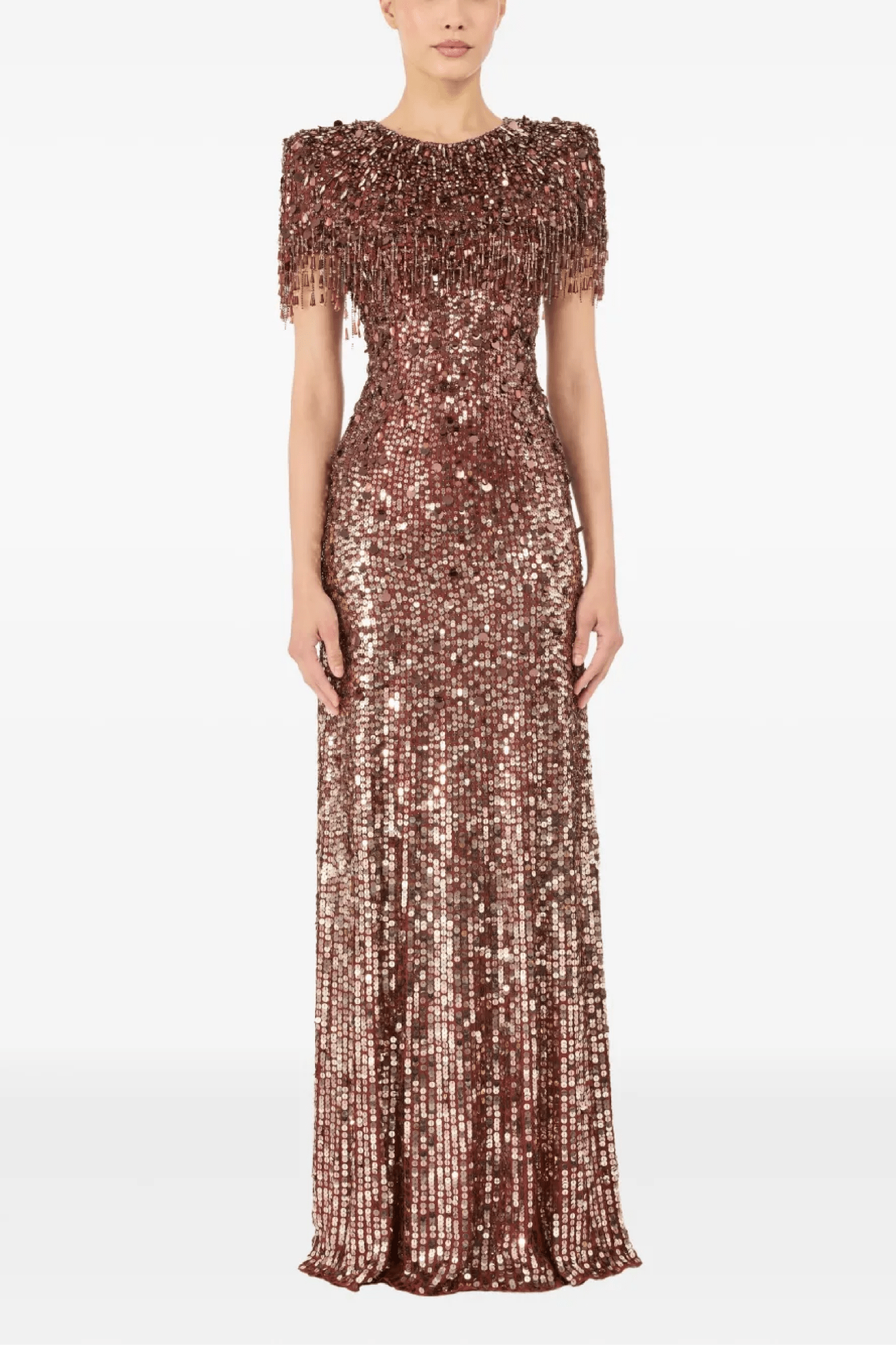 Eugenie Sequin Fringe Gown - ALBOUSHIYA - district 5 - dubai - riyadh - abaya - dresses - designers - evening wear - luxury - elegance - craftsmanship - gowns - cocktail dresses - collections - georges