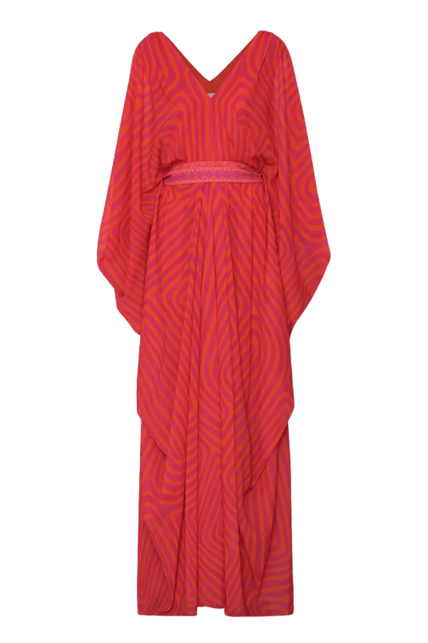 Eva Belted Chiffon Caftan - ALBOUSHIYA - district 5 - dubai - riyadh - abaya - dresses - designers - evening wear - luxury - elegance - craftsmanship - gowns - cocktail dresses - collections - georges